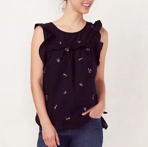 Lauren Conrad Embroidered Ruffle Top